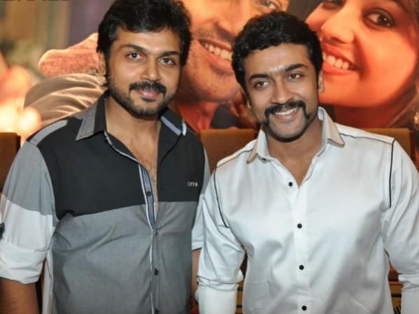 Karthi with Suriya. Karthi with Suriya