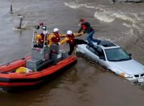 Dramatic Timelapse Shows Motorist Rescued From Car Roof In California Flood