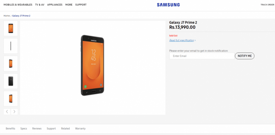 Samsung Galaxy J7 Prime 2 with 3GB RAM and 32GB storage costs Rs 13,990 in India Samsung, Galaxy J7 prime 2, India, launch, price