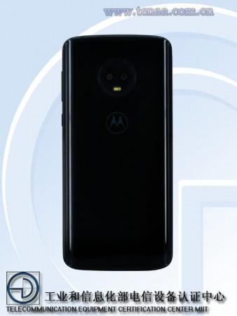 The Moto G6 TENAA listing shows a curved back with a circular dual-camera setup and the Motorola logo below. Moto G6 listed on TENAA