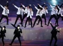 Exo band performs during the closing ceremony at closing ceremony of Pyeongchang 2018 Winter Olympics on February 25, 2018
