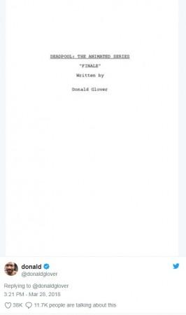 Donald Glover's Deadpool spoof script Donald Glover's Deadpool spoof script