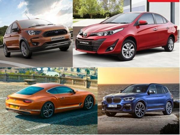 Clockwise from top- Toyota Yaris, new BMW X3, 2018 Bentley Continental GT, Ford Freestyle Cars launching in April 2018 in India