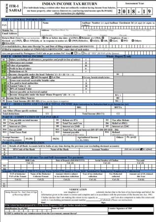 ITR forms for assessment year 2018-19 ITR