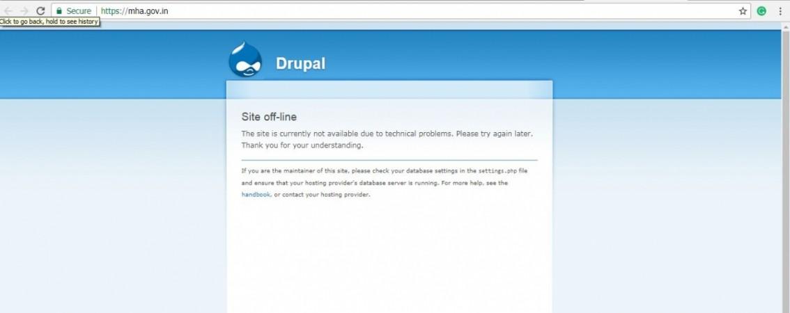 The home ministry website went down Friday, April 6, 2018. Home ministry website down