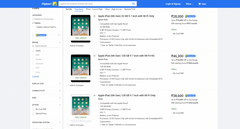 New Apple iPad (6th Gen) is now available for pre-order on Flipkart Apple, iPad 6th Gen, 2018, Flipkart, pre-order, India, launch