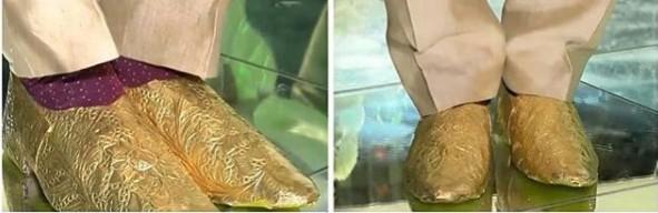 Pakistani groom's golden shoe Pakistani groom's golden shoe