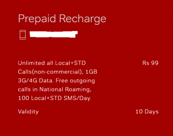 Airtel Rs 99 Prepaid Recharge Plan (screenshot) Airtel Rs 99 Prepaid Recharge Plan