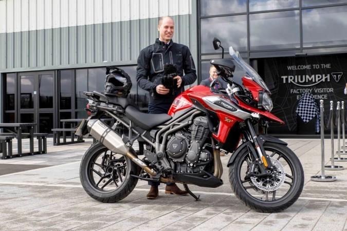Prince William with Triumph Tiger 1200 during his visit to Triumph Motorcycles' UK factory in Hinckley. Prince William and Triumph Tiger 1200