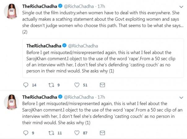 Richa Chadha defends Saroj Khan Richa Chadha