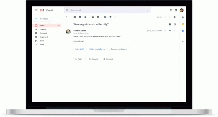 Gmail Smart reply feature New Gmail