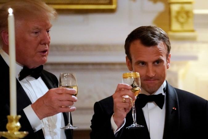 Trump and Macron during their interaction at the White House last week. trump macron