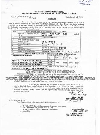 Leaked homologation document that confirms lower variants of Tata Nexon AMT Tata Nexon AMT