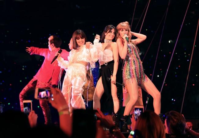Charli XCX, Camila Cabello and Taylor Swift perform onstage during opening night of Taylor Swift's 2018 reputation Stadium Tour at University of Phoenix Stadium on May 8, 2018 in Glendale, Arizona. Taylor Swift reputation tour