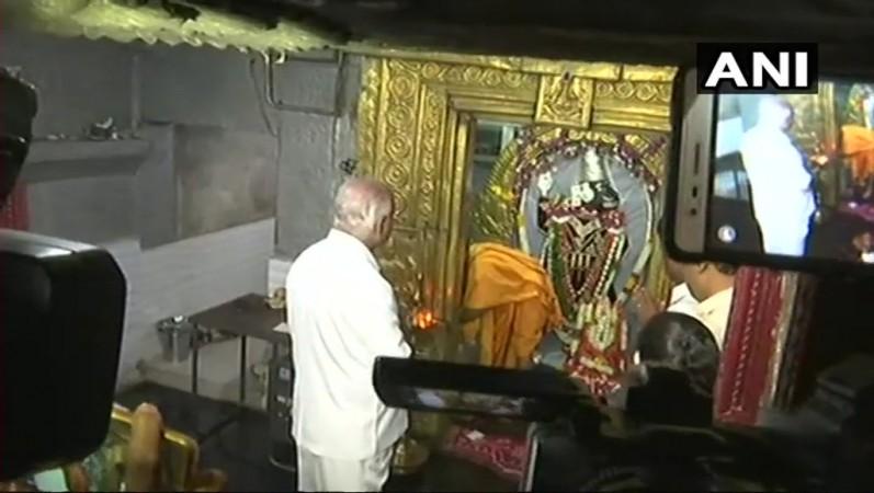 BS Yeddyurappa offering prayers Saturday morning. BS Yeddyurappa