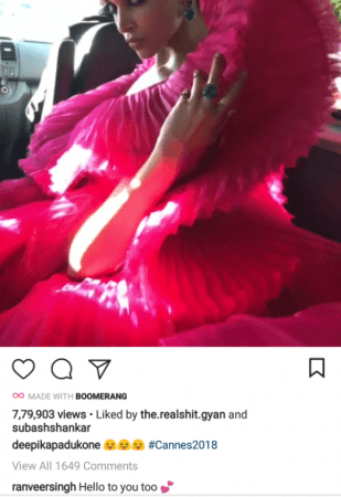 Ranveer Singh's comment on Deepika Padukone's Cannes 2018 looks. Deepika Padukone, Ranveer Singh, Cannes 2018
