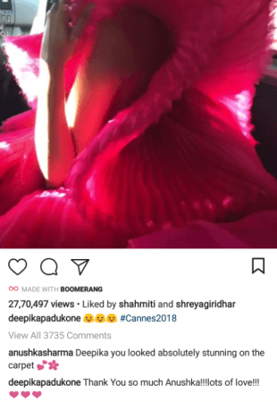 Anushka Sharma compliments Deepika Padukone on her Cannes 2018 outfit. Deepika Padukone, Ranveer Singh, Anushka Sharma, Cannes 2018