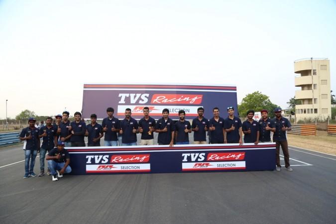 Selected riders with TVS officials at track TVS Apache RR one make series