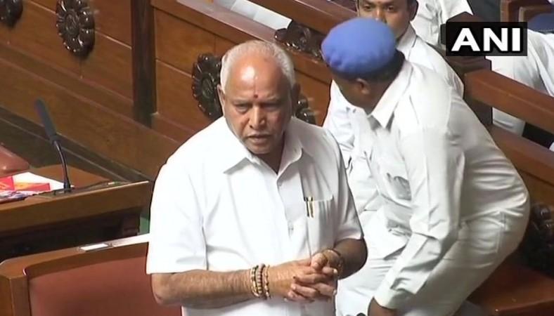 Yeddyurappa breaks down during his emotional speech. yeddyurappa breaks down