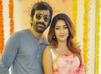 Anu Emmanuel with Ravi Teja at the lauanch of Amar Akbar Anthony