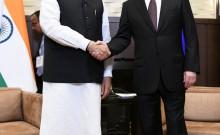 Prime Minister Narendra Modi meets Russian President Vladimir Putin in Sochi, Russia on May 21, 2018