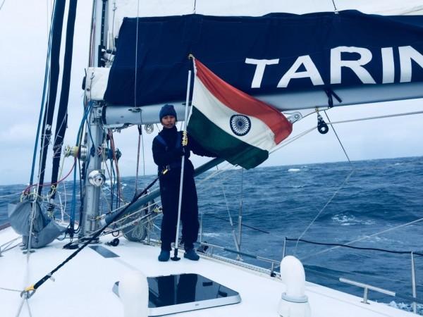 Crew members of INSV Tarini circumnavigated the globe. INSV Tarini