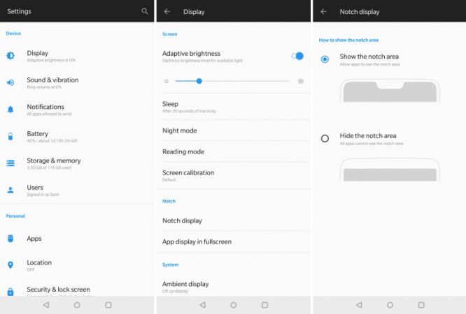 OnePlus 6 notch setting OnePlus 6 notch setting