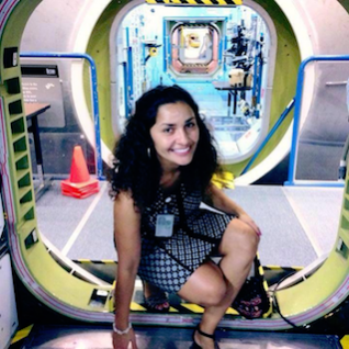 Anita Sengupta aboard the International Space Station mockup (NASA) anita sengupta