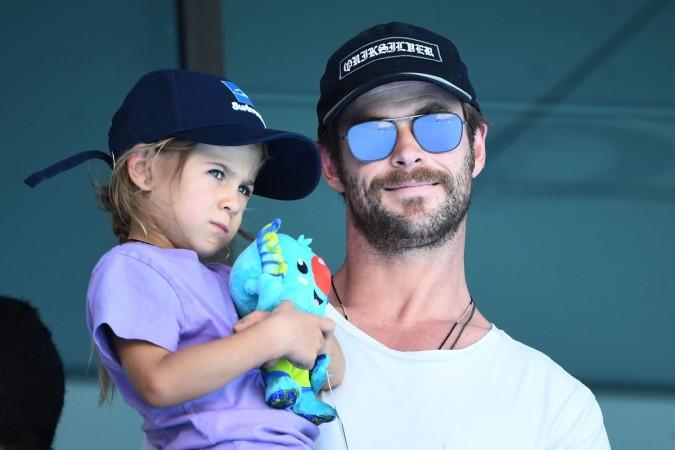 Actor Chris Hemsworth and daughter India Rose Hemsworth on day three of the Gold Coast 2018 Commonwealth Games at Optus Aquatic Centre on April 7, 2018, in Australia Chris Hemsworth and daughter India Rose Hemsworth