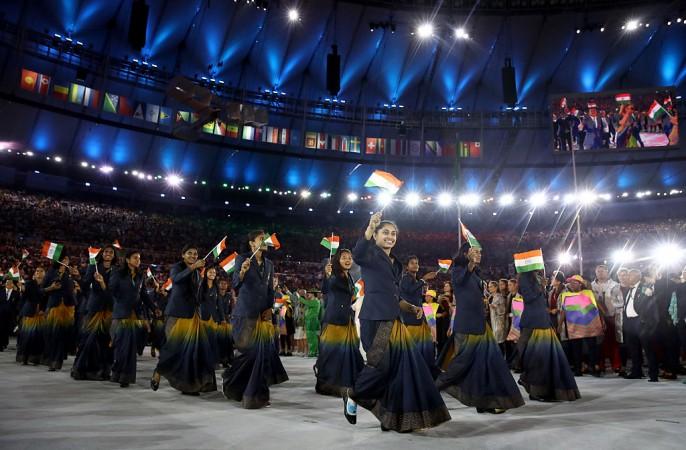Indian women athletes sporting sarees at Rio Olympics opening ceremony. Rio Olympics opening ceremony