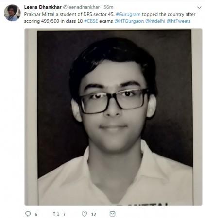 Prakhar Mittal a student of DPS sector 45, who tops the 2018 CBSE Class 10 exam Prakhar Mittal a student of DPS sector 45, who tops the 2018 CBSE Class 10 exam