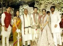 Shriya Bhupal and Akhil Akkineni with family members at their engagement