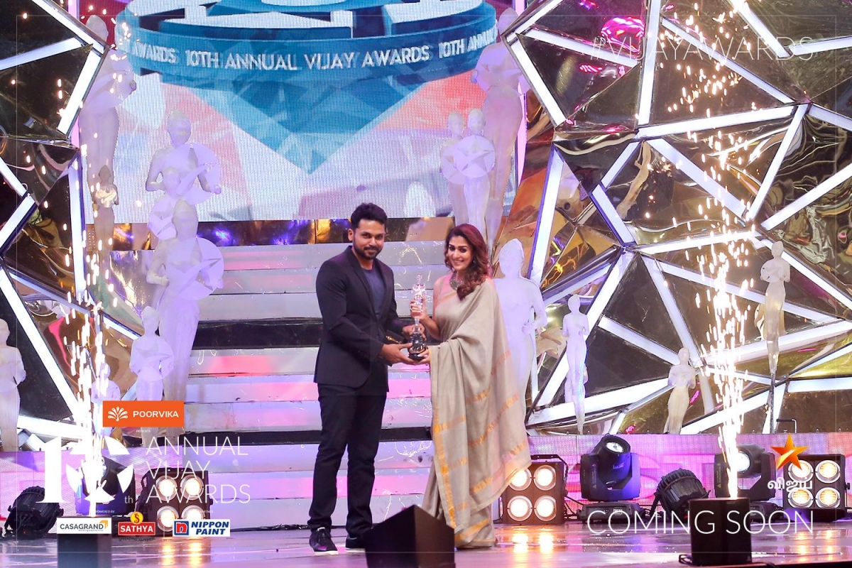 Karthi with Nayanthara at Vijay Awards 2018. Karthi with Nayanthara at Vijay Awards 2018