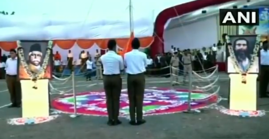 Cadres unfurl the RSS flag. RSS