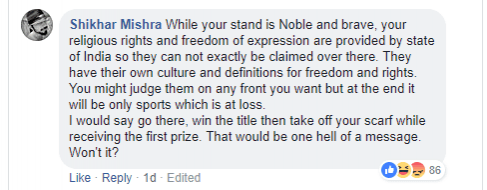 Screengrab of comment to Soumya Swaminathan's latest post on Facebook. Soumya Swaminathan