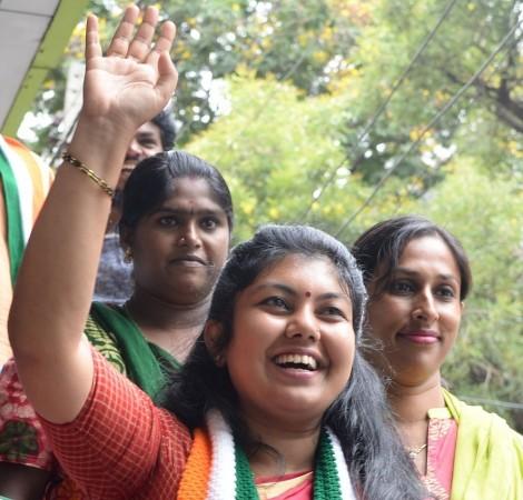 Congress candidate Sowmya Reddy who won from Bengaluru's Jayanagar Assembly constituency; in Bengaluru on June 13, 2018 Sowmya Reddy
