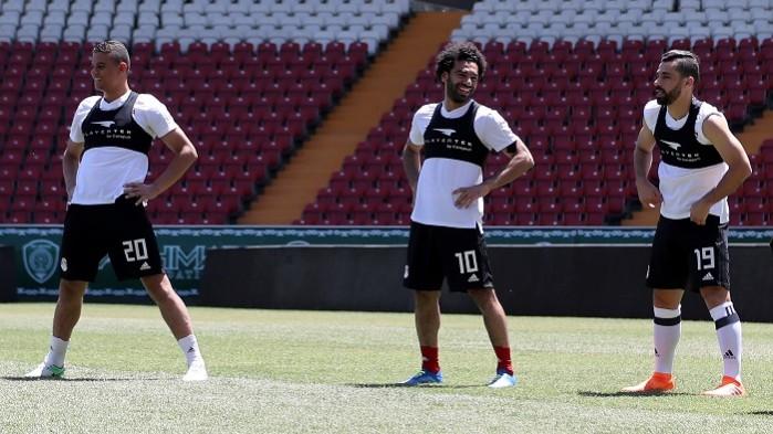 Mo Salah and his teammates attend a training session for Egypt Mo Salah Egypt