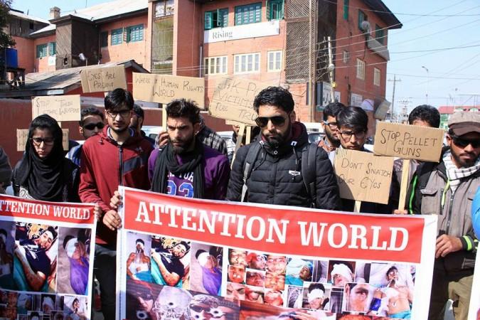 Kashmir's pellet victims stage protest in Srinagar Kashmir's pellet victims stage protest in Srinagar