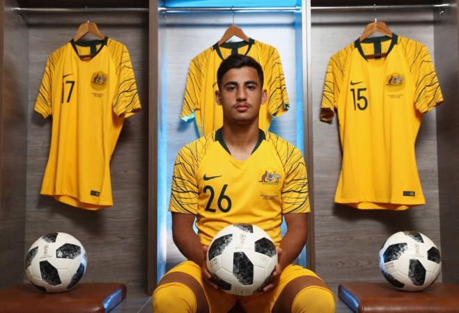 Daniel Arzani of Australia poses during the Australian Socceroos Portrait Session at the Gloria Football Club on May 28, 2018 Daniel Arzani