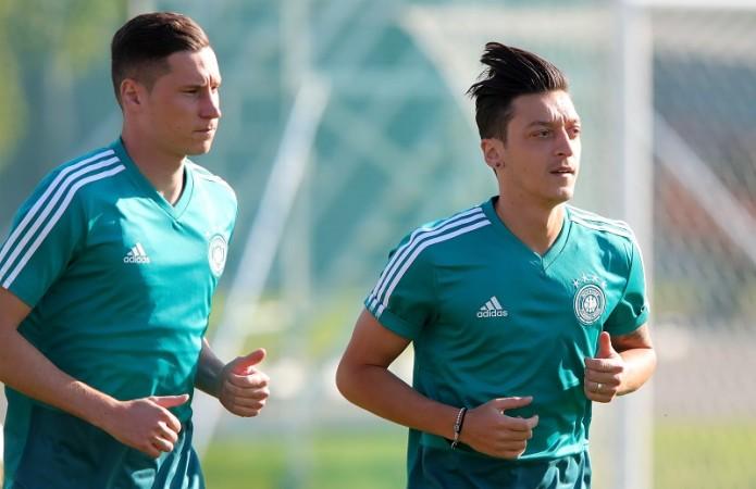 Julian Draxler and Mesut Ozil in a training session for Germany Julian Draxler Mesut Ozil Germany