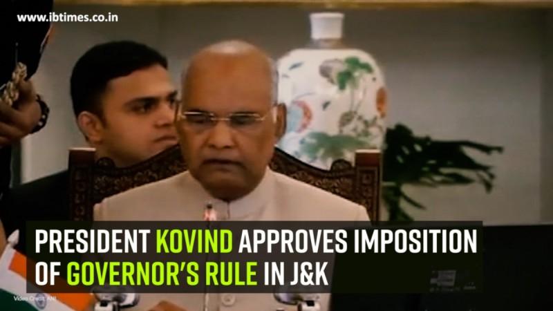 President Kovind approves imposition of Governor's rule in J&K