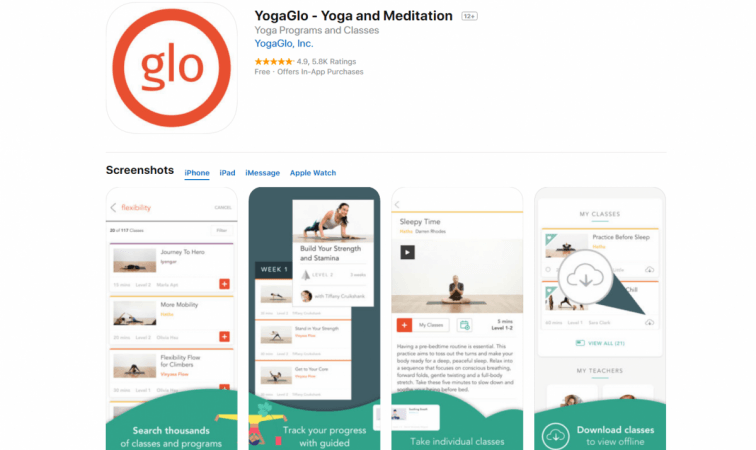 YogaGlo app offers a bevy of on-demand yoga class of varying time slots. Apple, YogaGlo, iOS apps