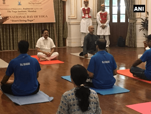 Maharashtra governor performs yoga at Raj Bhawan Maharashtra governor performs yoga