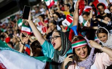 Iran female football fans at Azadi Stadium in Tehran