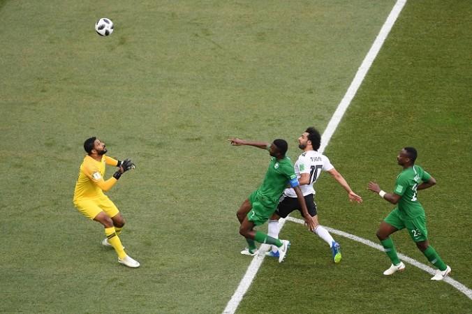 Mo Salah lobs the goalkeeper to score for Egypt Mo Salah Egypt Saudi Arabia