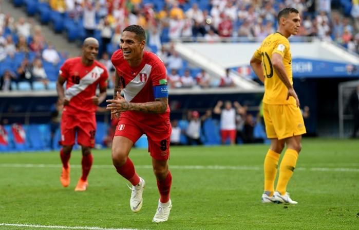 Paolo Guerrero celebrates after scoring for Peru. Paolo Guerrero Peru Australia