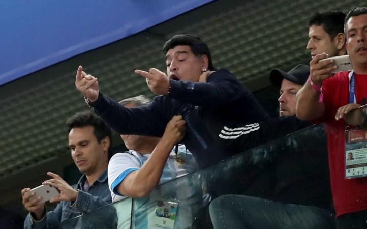 Diego Maradona is facing flak for his unruly gesture towards the end of Tuesday's tie. Diego Maradona