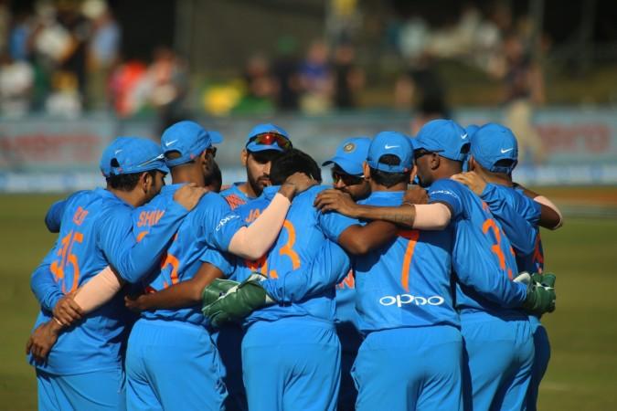 Indian players form a group huddle during the Twenty20 International cricket match between Ireland and India at Malahide cricket club, in Dublin CRICKET-IRL-IND-T20