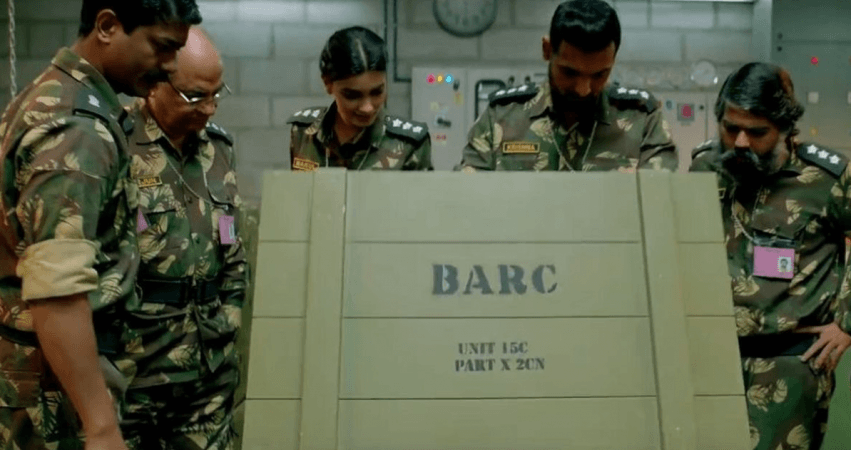 A still from Parmanu - Ajay Shankar to the extreme right Parmanu cast