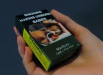 A packet of Marlboro cigarettes made by Philip Morris are pictured in this photo illustration